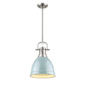 Golden Lighting Duncan Pewter Rod Seafoam Shade Small Pendant