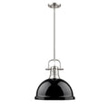 Golden Lighting Duncan Pewter And Black Steel 1 Light Pendant Light With Rod
