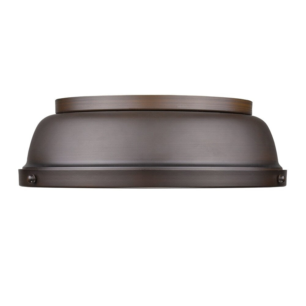Golden Lighting Duncan Rubbed Bronze 14 Inch Flush Mount With Rubbed Bronze Shade