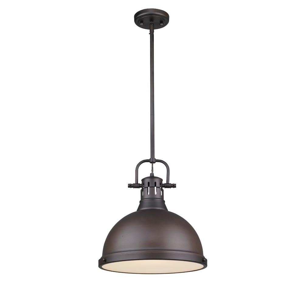 Golden Lighting Duncan Rubbed Bronze Rod And Shade 1 Light Pendant
