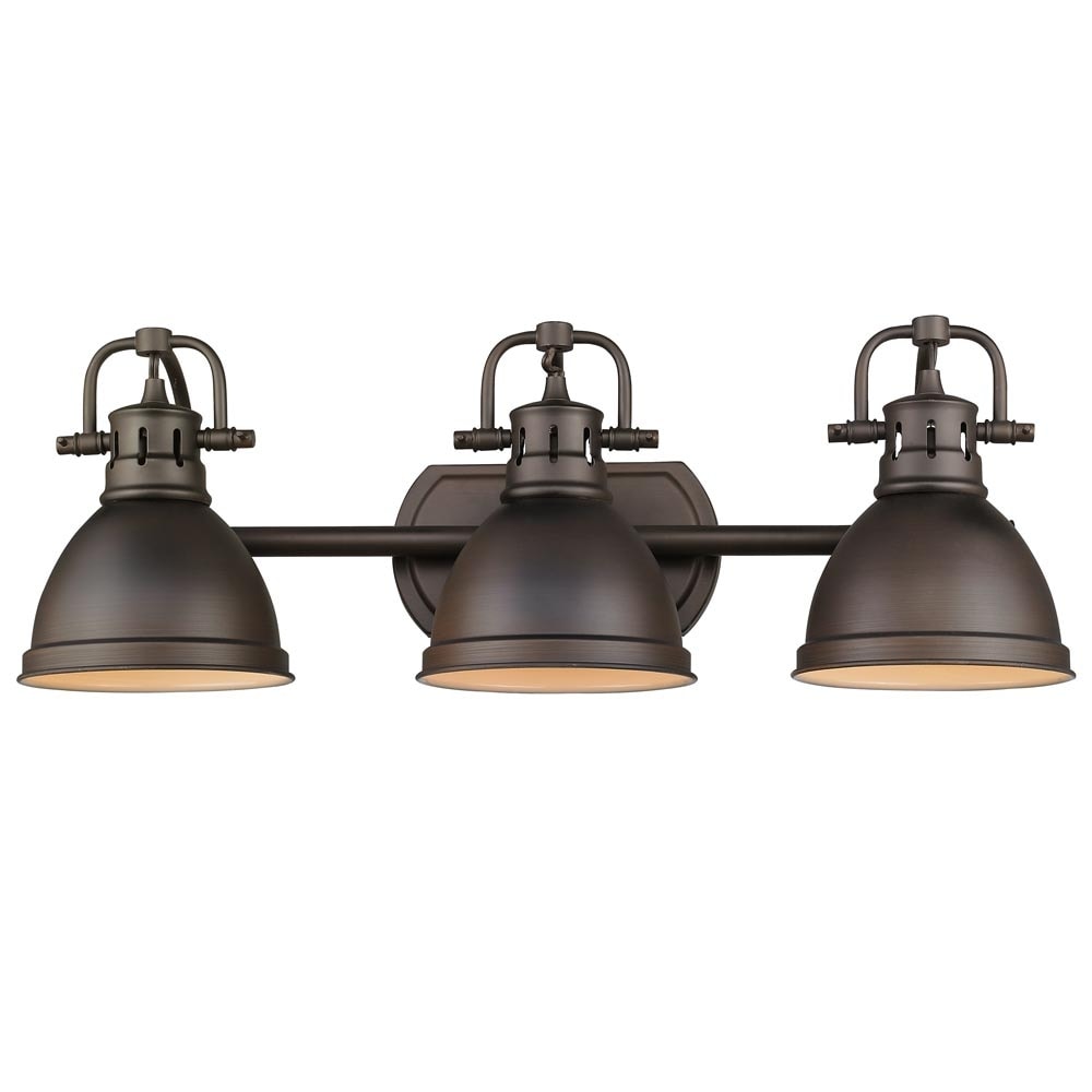 Golden Lighting Duncan Rubbed Bronze Steel 3 Light Bath Vanity