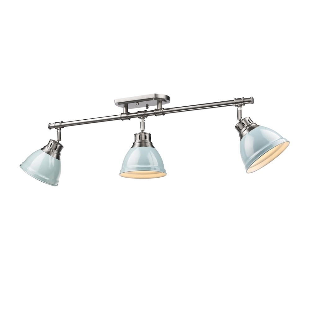 Golden Lighting Duncan Seafoam Pewter 3 Light Semi Flush Mount Track Light