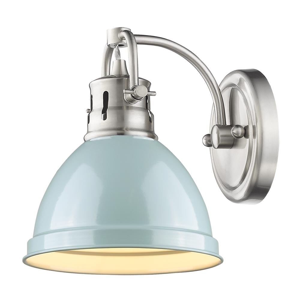 Golden Lighting Duncan Seafoam Shade 1 Light Bath Vanity In Pewter