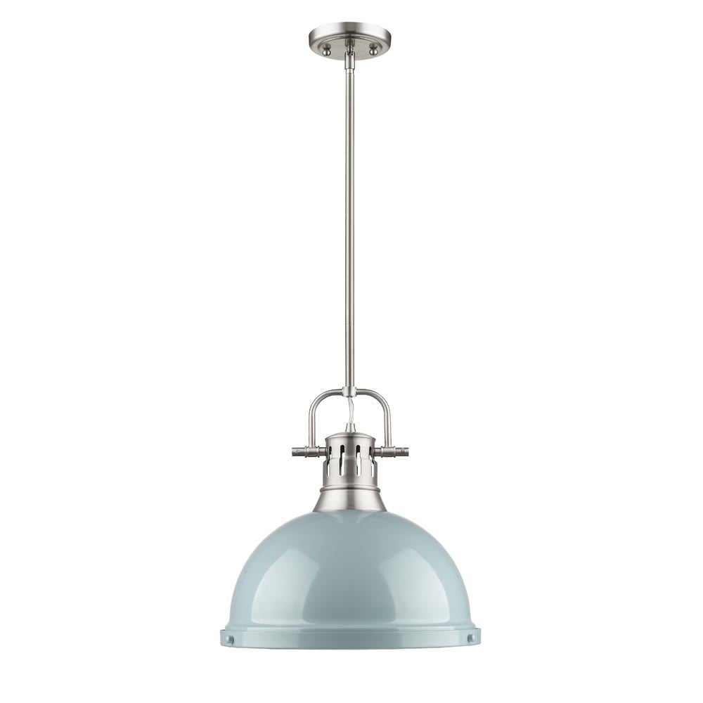 Golden Lighting Duncan Seafoam Silvertone Steel 1 Light Pendant Fixture