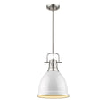 Golden Lighting Duncan Small Pendant With Pewter Rod And White Shade