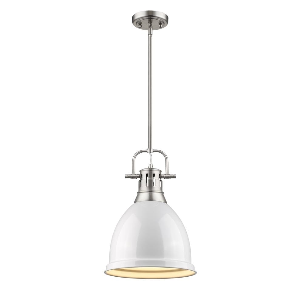 Golden Lighting Duncan Small Pendant With Pewter Rod And White Shade