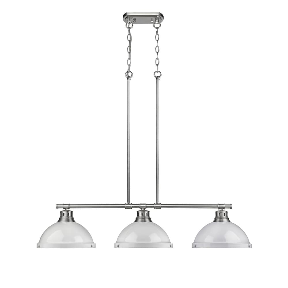 Golden Lighting Duncan White Pewter 3 Light Linear Pendant