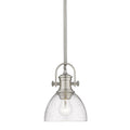Carbon Loft Barton 1 Light Pewter Steel Mini Pendant With Seeded Glass