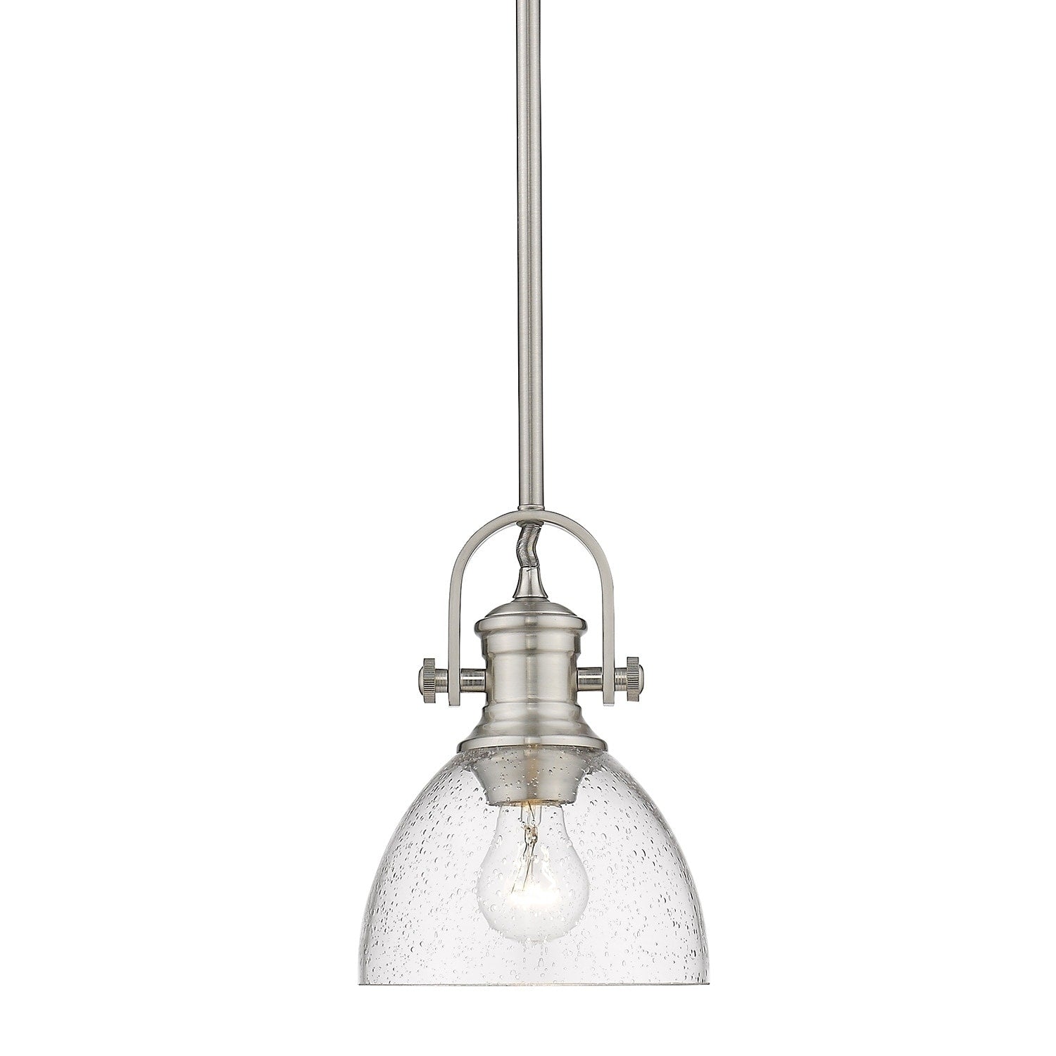 Carbon Loft Barton 1 Light Pewter Steel Mini Pendant With Seeded Glass