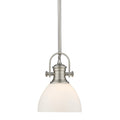 Carbon Loft Barton Pewter Steel 100 Watt 1 Light Mini Pendant Light With Opal Glass Shade