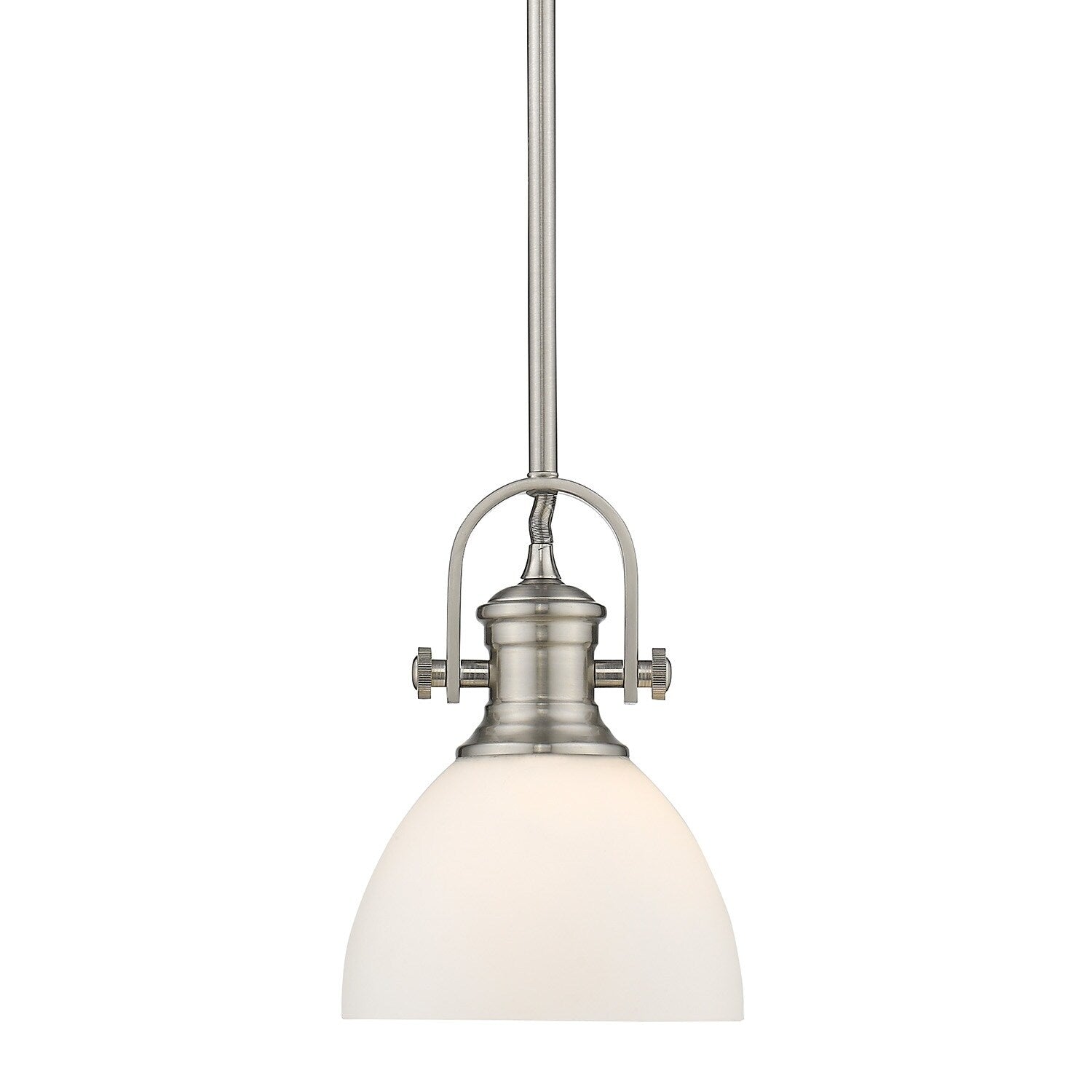 Carbon Loft Barton Pewter Steel 100 Watt 1 Light Mini Pendant Light With Opal Glass Shade