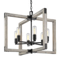Carbon Loft Barton Black Steel And Wood 6 Light Chandelier
