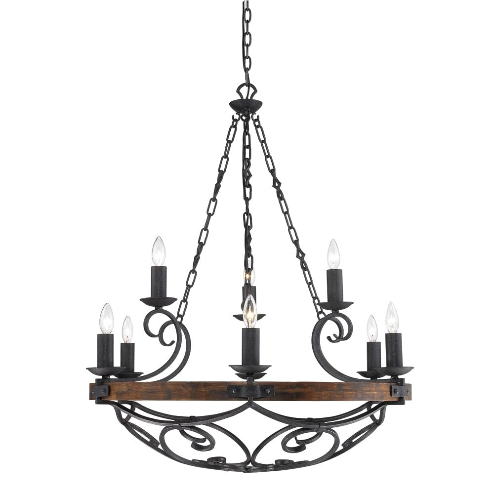 Golden Lighting Madera Black Irom 2 Tier 9 Light Chandelier