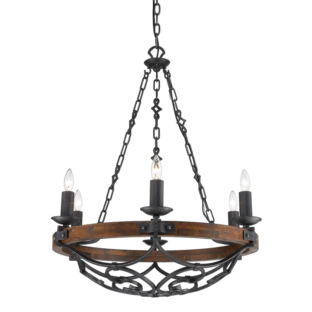 Golden Lighting Madera Black Iron 6 Light Chandelier In Black Iron With
