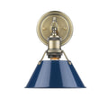 Golden Lighting Orwell 1 Light Aged Brass Bath Vanity Light With Navy Blue Shade