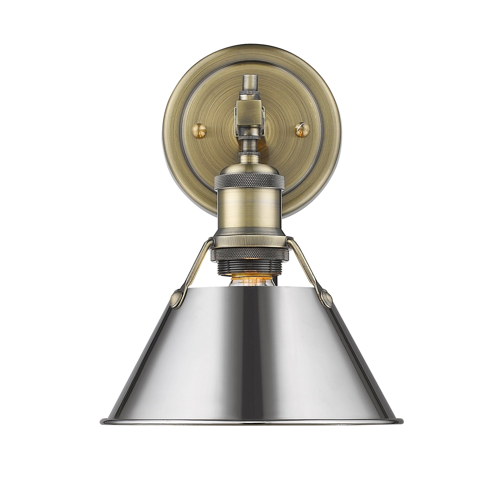 Golden Lighting Orwell Ab 1 Light Aged Brass Steel Bath Vanity Fixture With Black Shade