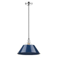 Orwell Ch 1 Light Pendant 14 In Chrome With Navy Blue Shade