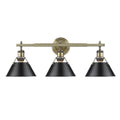 Golden Lighting Orwell Ab Aged Brass Black Shade 3 Light Bath Vanity