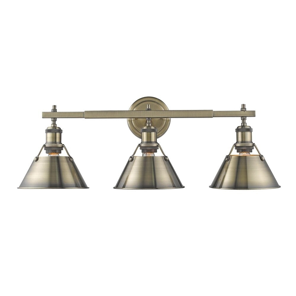 Golden Lighting Orwell Ab Aged Brass Steel 3 Light Bath Vanity Light