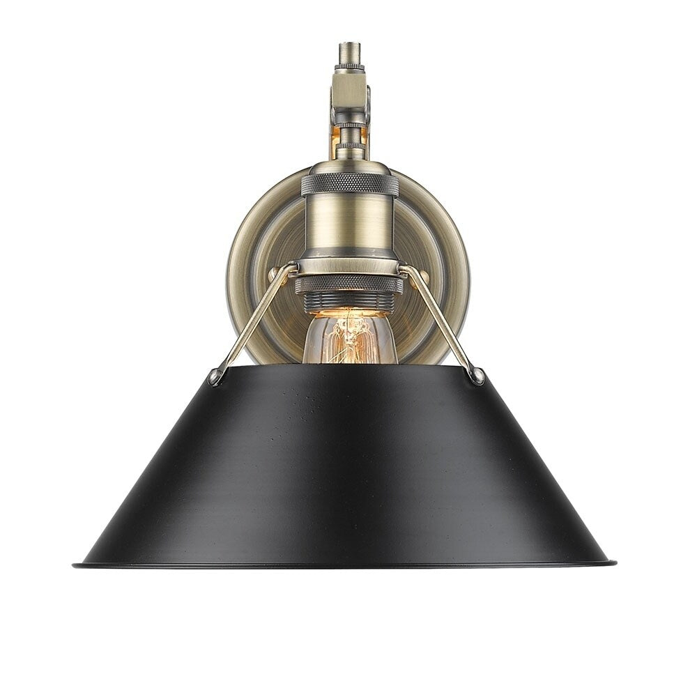 Golden Lighting Orwell Aged Brass 1 Light Wall Sconce With Black Shade