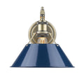 Golden Lighting Orwell Aged Brass Colored Steel 1 Light Wall Sconce With Navy Blue Shade