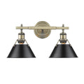 Golden Lighting Orwell Aged Brass Colored Steel 2 Light Bath Vanity With Black Shades