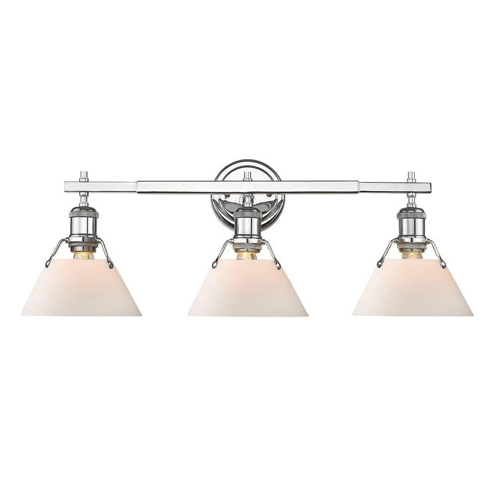Orwell Ch 3 Light Bath Vanity In Chrome With Opal Glass Shades