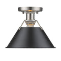 Golden Lighting Orwell Pw Pewter Flush Mount Light Fixture With Black Shade