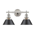 Golden Lighting Orwell Pw Pewter And Black Shade 2 Light Bath Vanity Fixture
