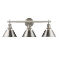 Golden Lighting Orwell Pw Pewter Finished Steel 3 Light Bath Vanity Fixture