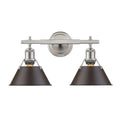 Golden Lighting Orwell Pw Rubbed Bronze Shade And Pewter Steel 2 Light Bath Vanity Light