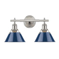 Golden Lighting Orwell Pewter With Navy Blue Shade 2 Light Bath Vanity