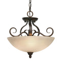 Golden Lighting Riverton Peppercorn Steel Convertible Semi Flush With Linen Swirl Glass