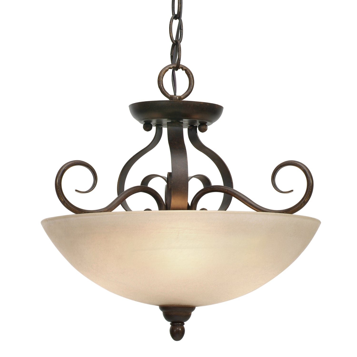 Golden Lighting Riverton Peppercorn Steel Convertible Semi Flush With Linen Swirl Glass