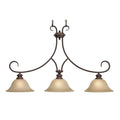 Golden Lighting Rubbed Bronze Marbled Glass 3 Light Landcaster Linear Pendant