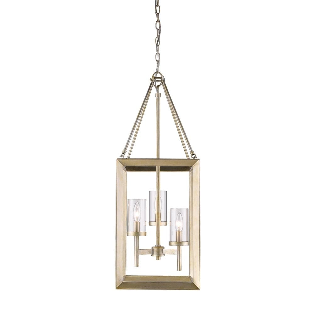 Golden Lighting Smyth White Gold With Clear Glass 3 Light Pendant