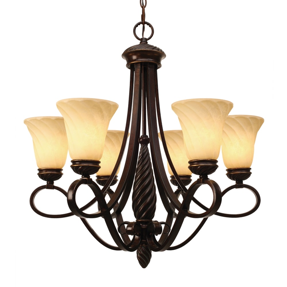 Golden Lighting Torbellino Bronze Steel Glass 6 Light Chandelier