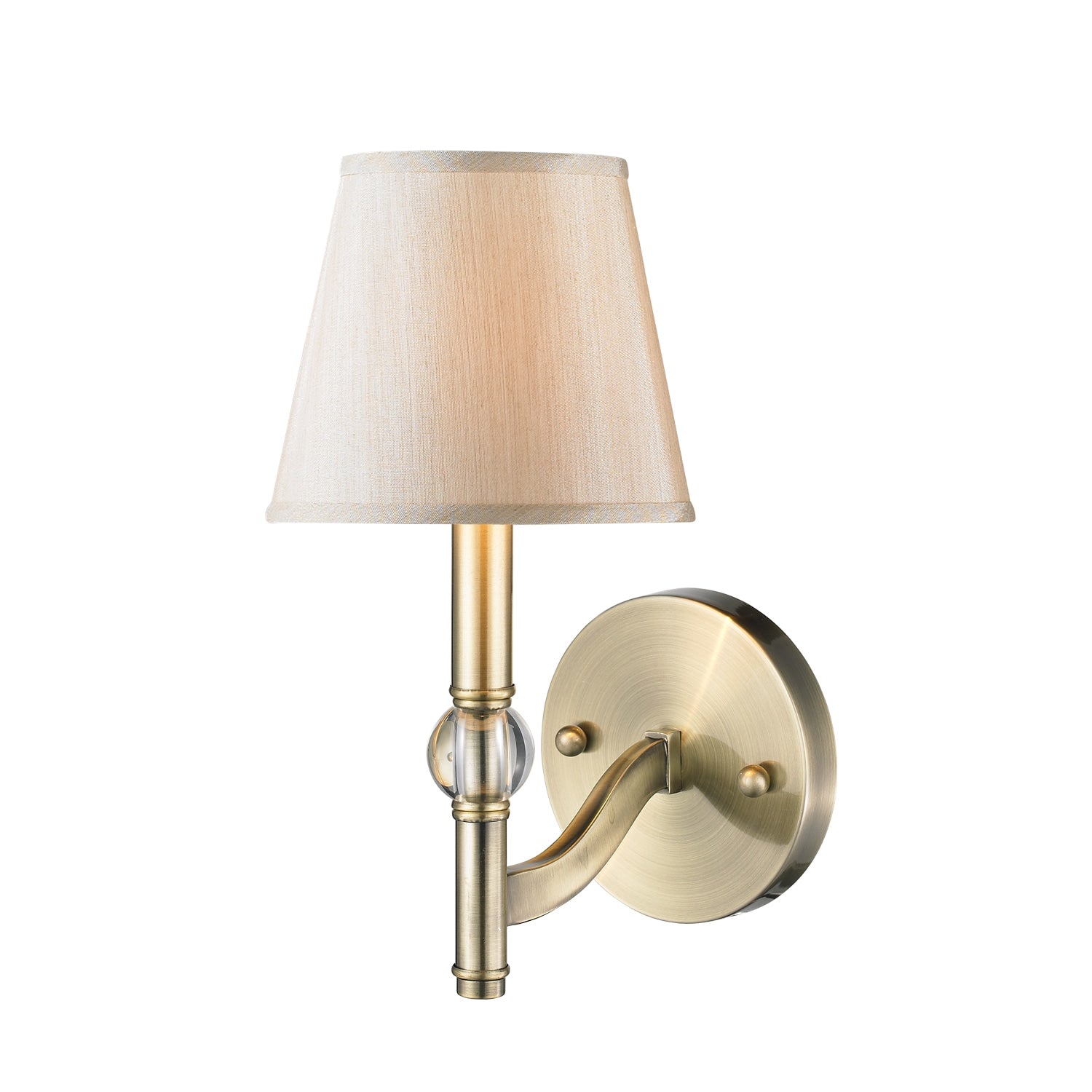 Golden Lighting Waverly Aged Brass One Light Wall Sconce With Silken Parchment Shade