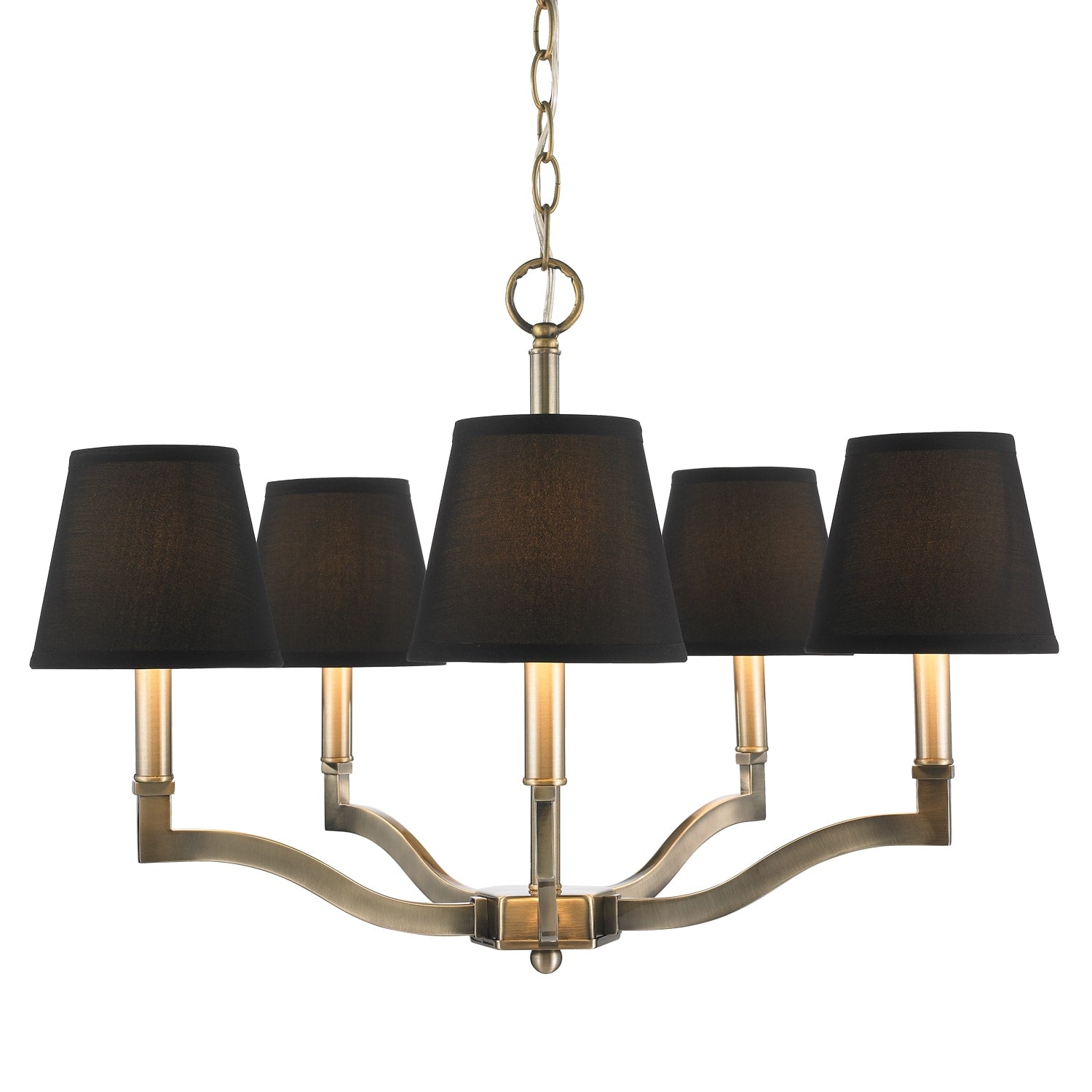 Golden Lighting Waverly Aged Brass Tuxedo Shade 5 Light Chandelier