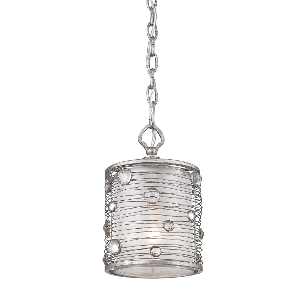 Golden Lighting Joia Peruvian Silver Mini Pendant With Sterling Mist Shade