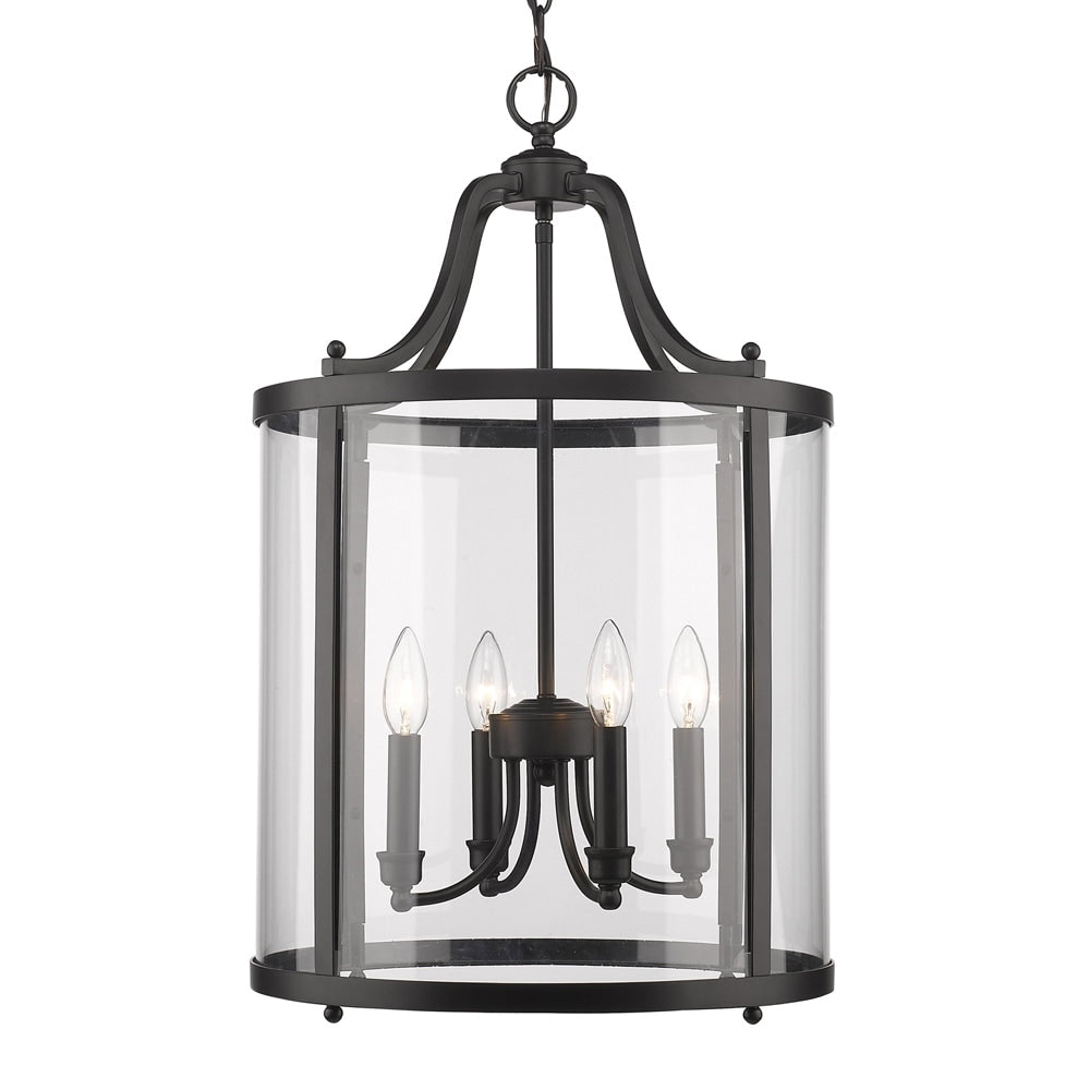 Golden Lightings Payton Black Steel And Clear Glass 4 Light Pendant