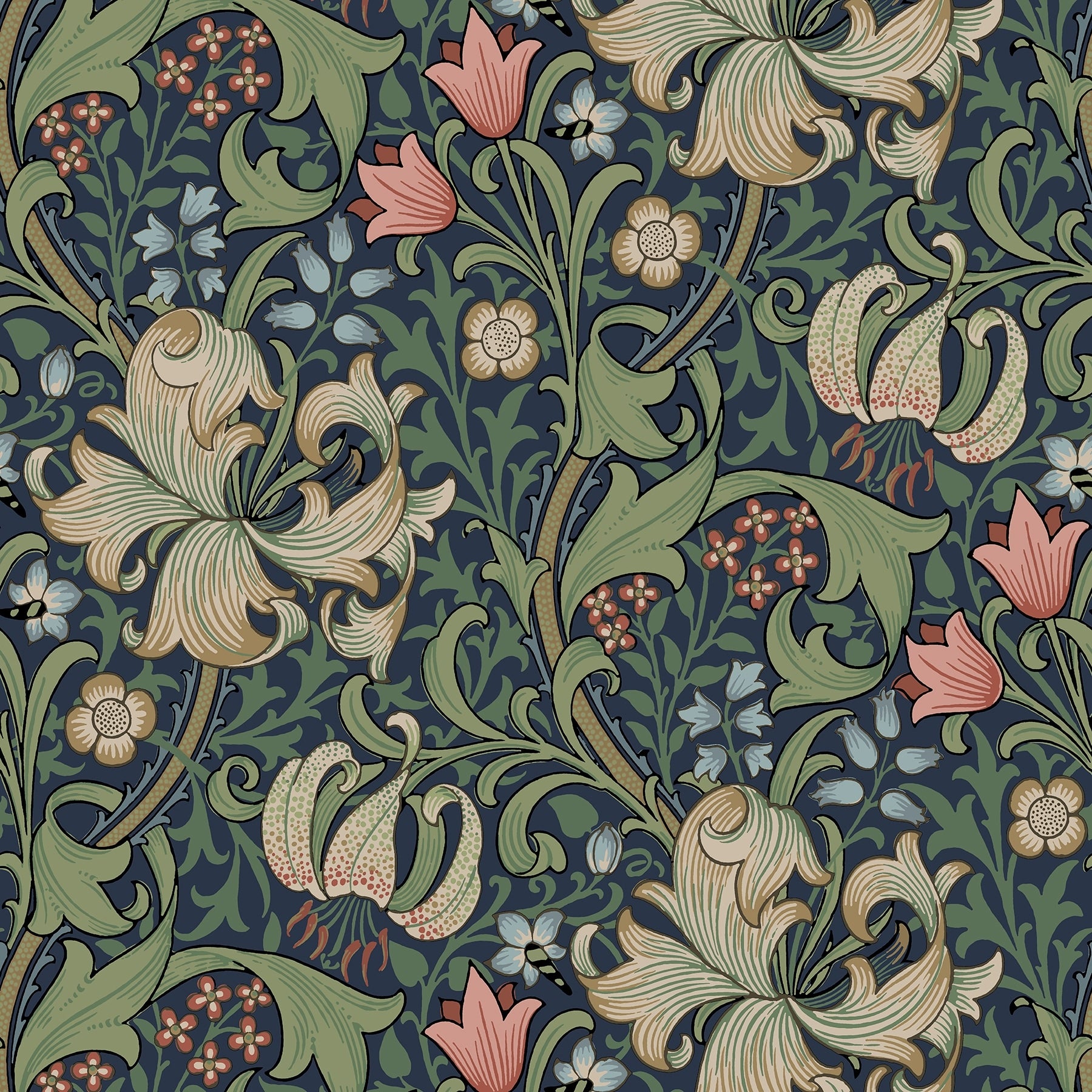 Golden Lily Indigo And Rose Peel And Stick Wallpaper