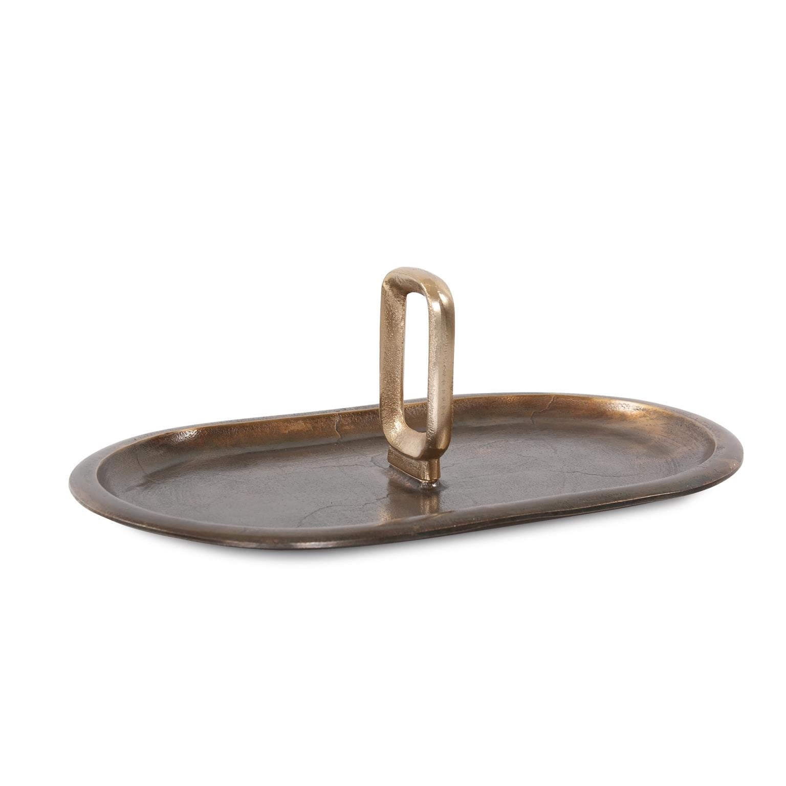 Golden Ore Oval Tray With Handle 5.5H X 16W X 10D