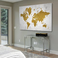 Golden World Map Gallery Wrapped Canvas