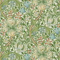 Golden Lily Boughs Green Peel And Stick Wallpaper