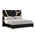 Goldie Queen Size Bed Gold And Black Contemporary Bed Solid Wood