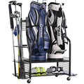 Golf Bag Storage Organizer For Garage With Side Club Rack And Accessory Baskets