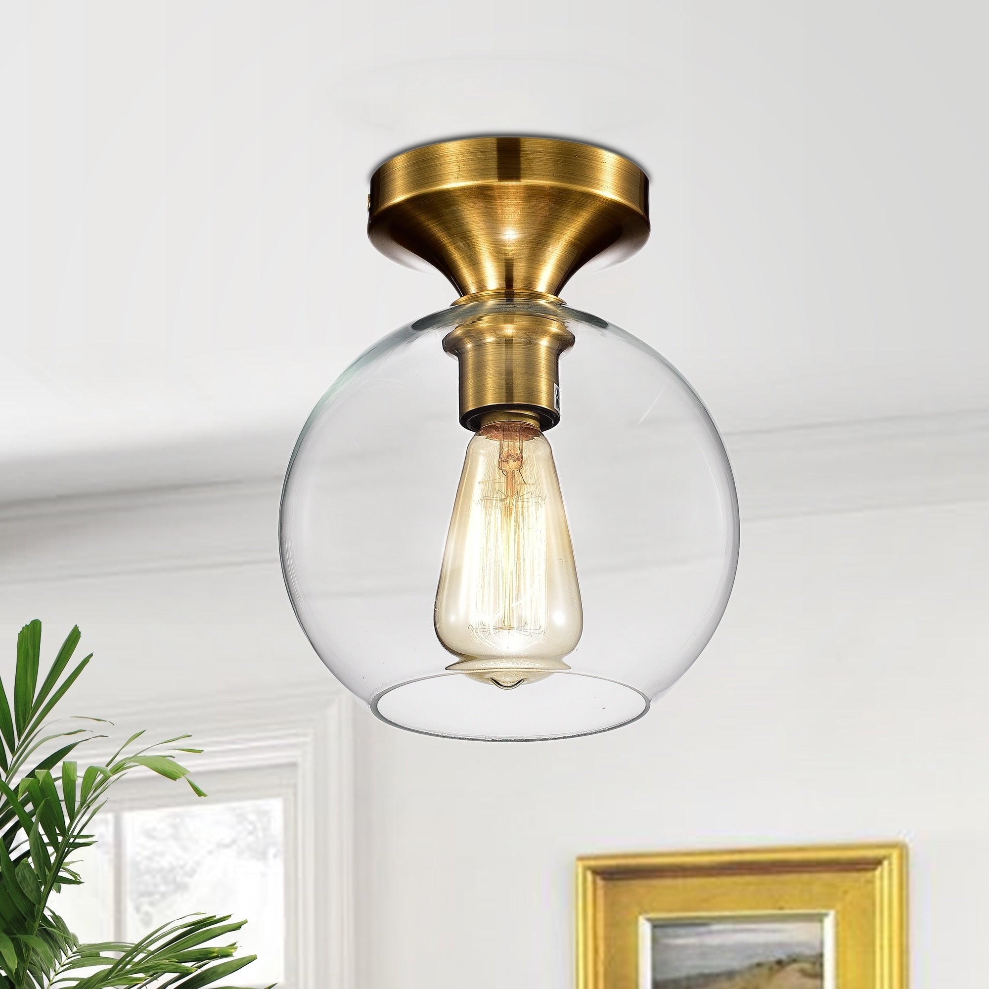 Gorden 1 Light Satin Gold Flushmount Ceiling Lamp