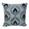Embroidered Applique Linen Poly Green Blue And Teal Rozendale Throw Pillow