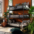 Furniture Of America Flynn Industrial Style Metal Antique Black Triple Twin Bunk Bed